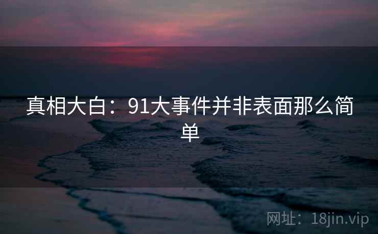 真相大白：91大事件并非表面那么简单